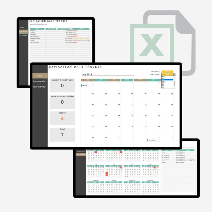 three computer screens displaying different types of calendars