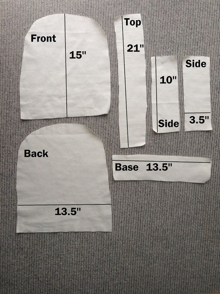 the sewing pattern is laid out and ready to be sewn on with measurements for each piece