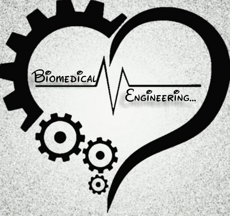 a heart with gears inside it and the words biomed engineering written in black ink