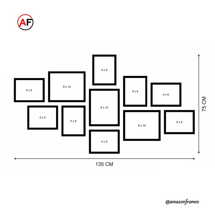 a drawing of a wall with several squares on it, and the measurements for each square