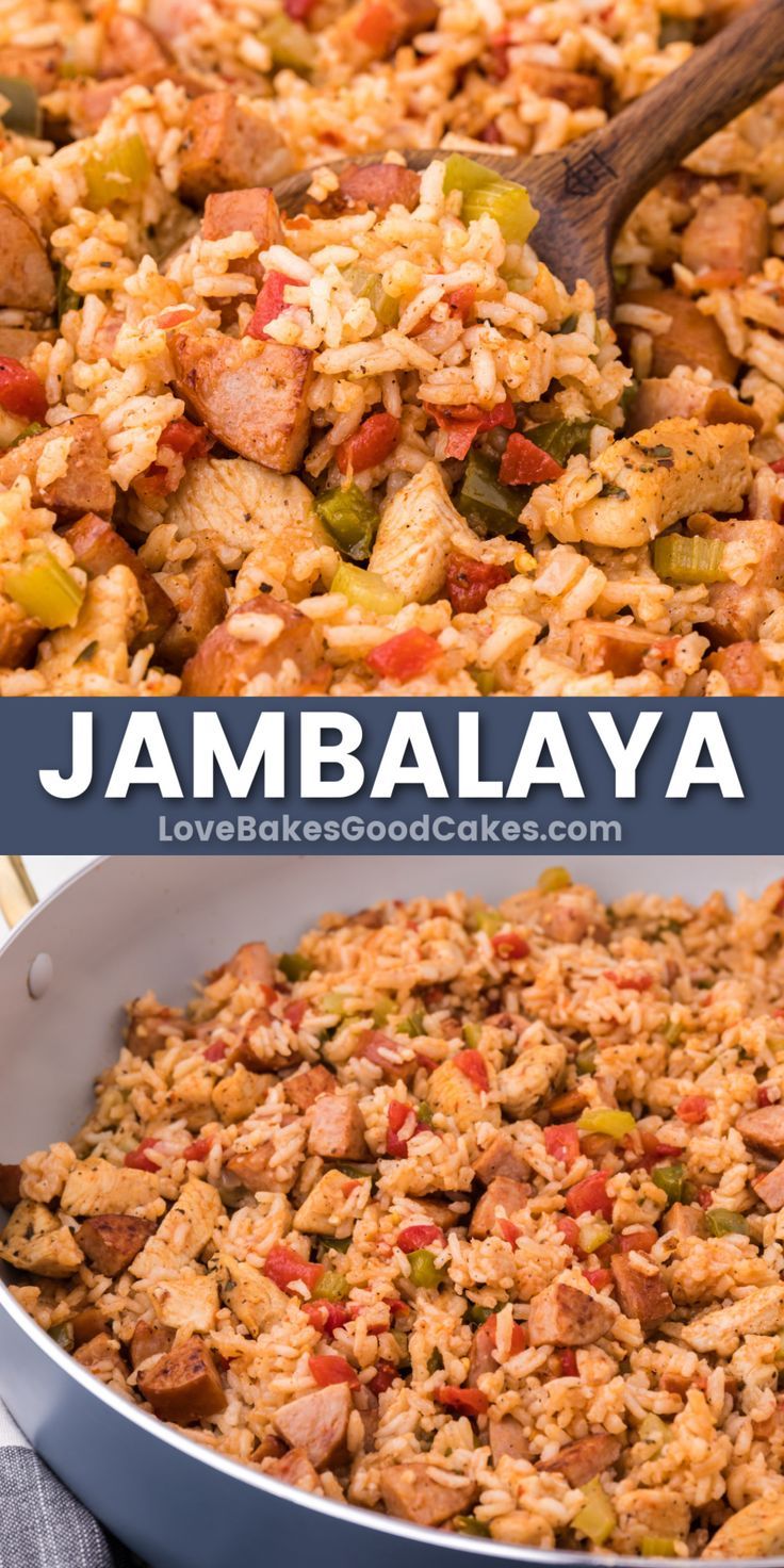 this is an image of jambaalaya rice in a pan