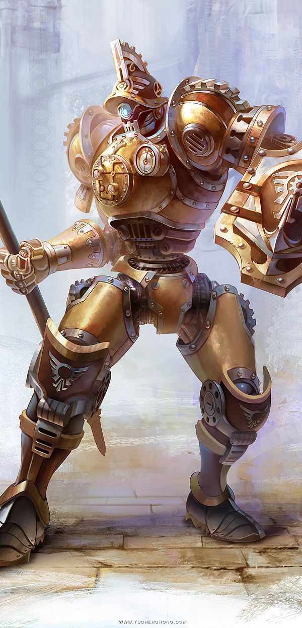 Card Game Illustration by Yu Cheng Hong, via Behance Steampunk Automaton Art, Fantasy Mech Art, Automaton Fantasy Art, Clockwork Golem, Automaton Art, Golem Fantasy Art, Fantasy Mech, Card Game Illustration, Steampunk Robots