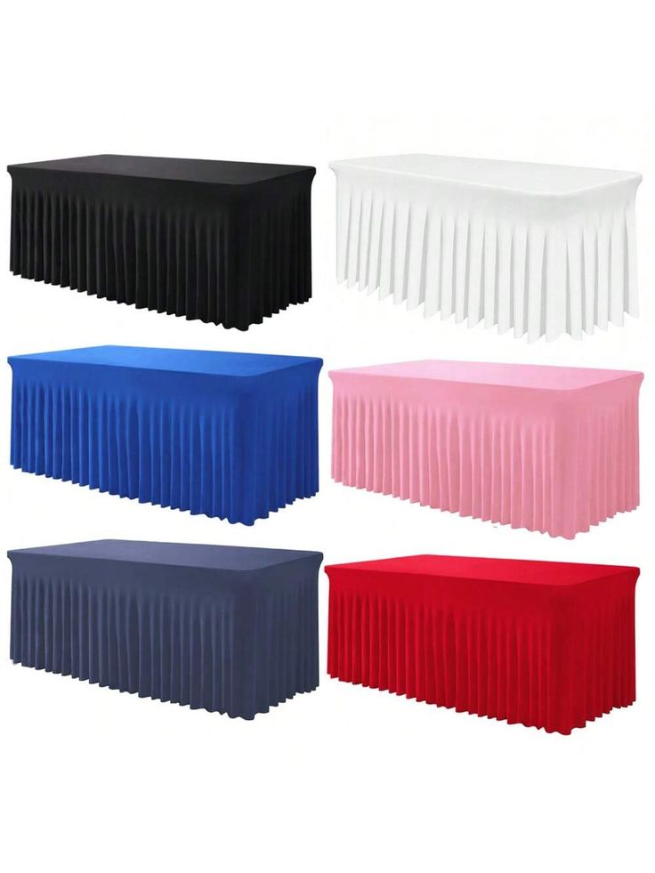 four colors of pleated tablecloths