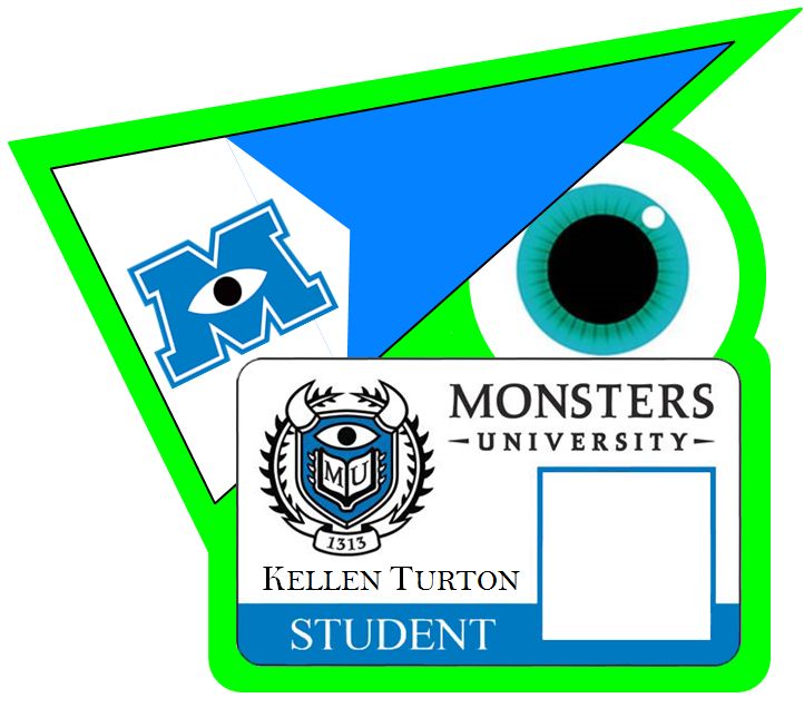 a monster's university student id badge with an eyeball