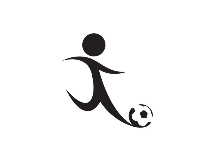 a man with a soccer ball in his hand on a white background, black and white logo