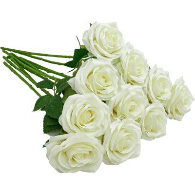 a bouquet of white roses on a white background