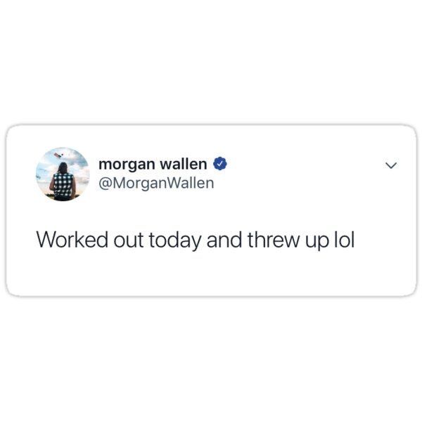 the tweet was posted on twitter about working out today and threw up lol