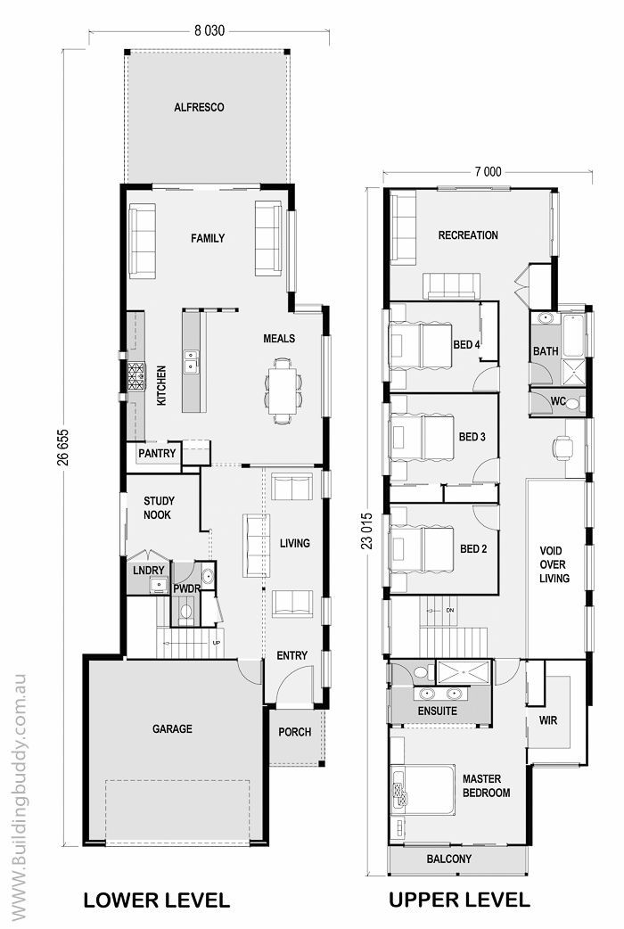 the floor plan for a two story house