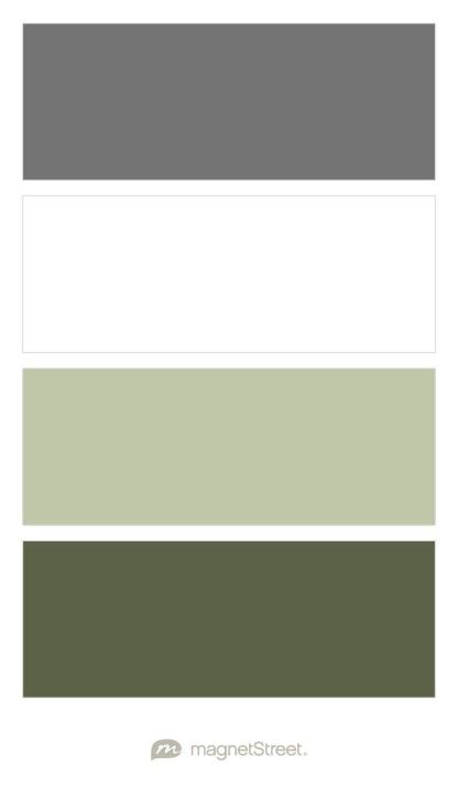 four different shades of green and grey in the same color scheme, each with two horizontal stripes