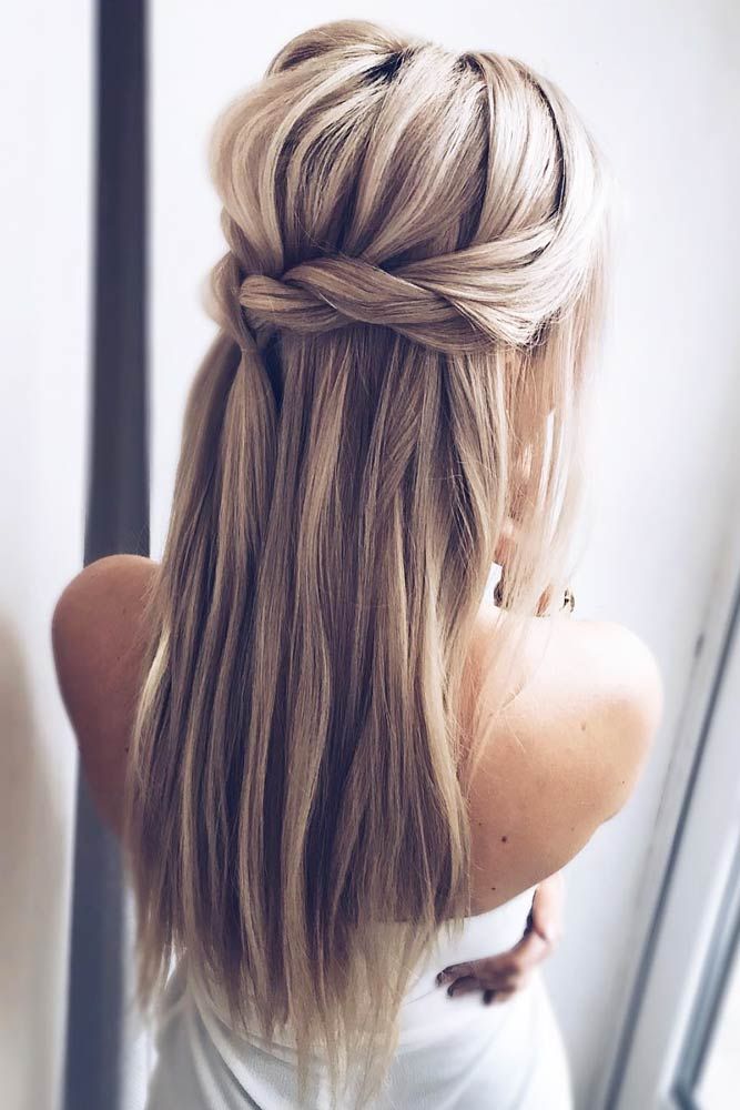 Twisted Half Up Straight Hairstyles #straighthairstyles #longhair #hairstyles ❤�️Are you looking for straight hairstyles that are all the rage this season? We have a collection of hairstyles for straight hair that look really cute.❤️ #lovehairstyles #hair #hairstyles #haircuts Minimalist Wedding Hairstyles, Wedding Hair Up, Wedding Hair Down, Long Blonde, Braided Hairstyles For Wedding, Blonde Bobs, Long Straight Hair, Wedding Hairstyles For Long Hair, Half Up Hair