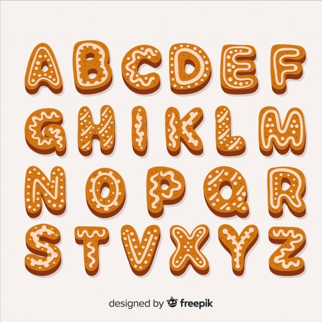 an alphabet made out of cookies with icing