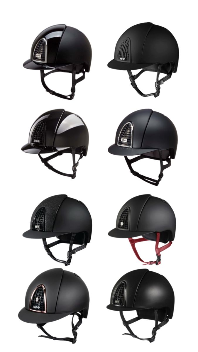 six different types of helmets are shown