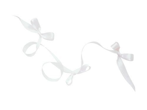 two white ribbons tied to each other in the shape of bows on a white background