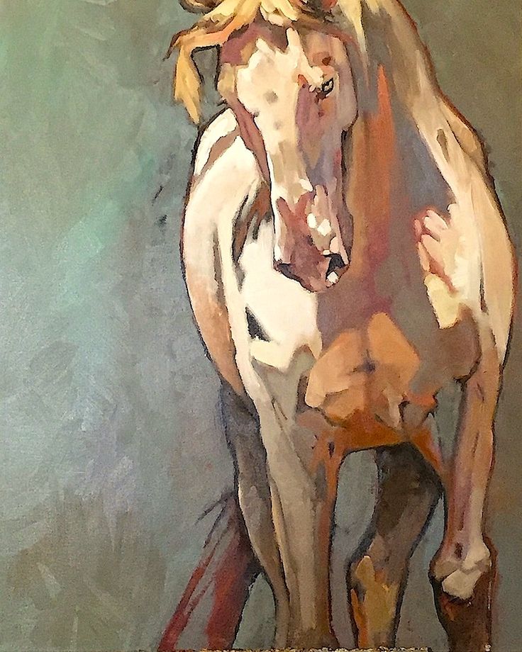 a painting of a white horse with blonde hair