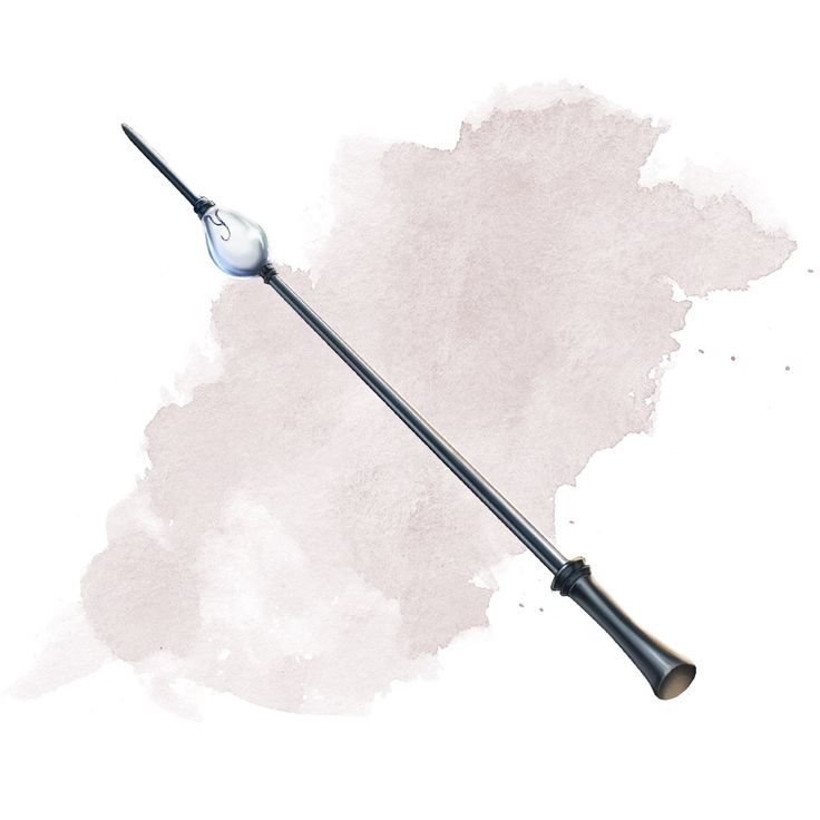 a watercolor painting of an umbrella on a stick with the handle extended to it's side