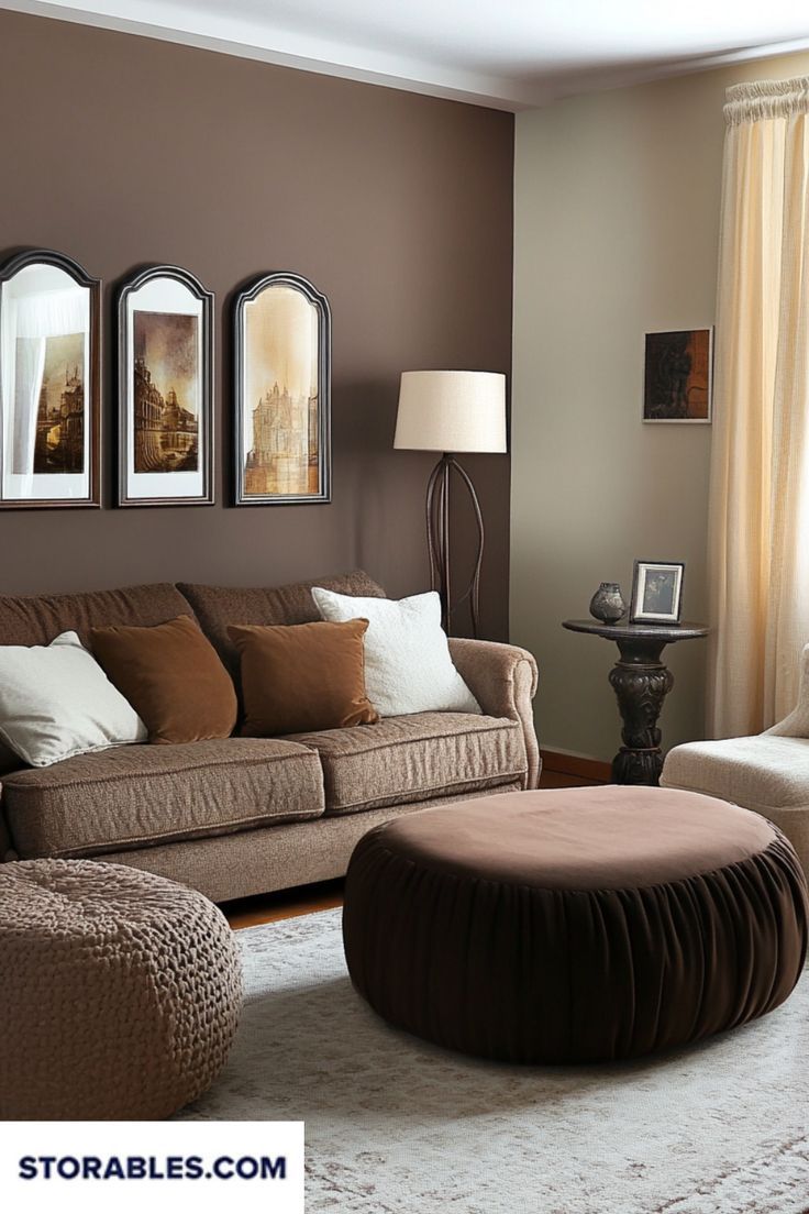 Looking for paint colors that complement your brown furniture? Explore these fantastic ideas to create a harmonious look in your home. Visit storables.com for more inspiration. Which color combinations do you love? #HomeStyling #DIYHome #PaintInspiration #BrownFurniture #HomeImprovement Living Room Design Brown, Mauve Living Room, Brown Walls Living Room, Living Room Color Combination, Brown Furniture Living Room, Living Room Decor Brown Couch, Room Color Combination, Brown Living Room Decor, Brown Couch Living Room