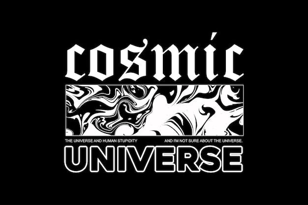 the logo for cosmic's universe, which is featured in black and white letters