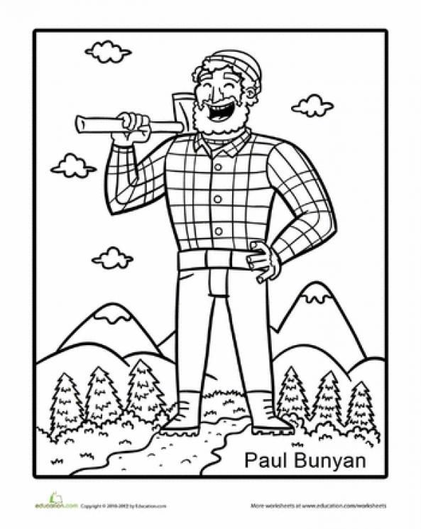 paul bunyan coloring page with the words paul bunyan on it and an image of a