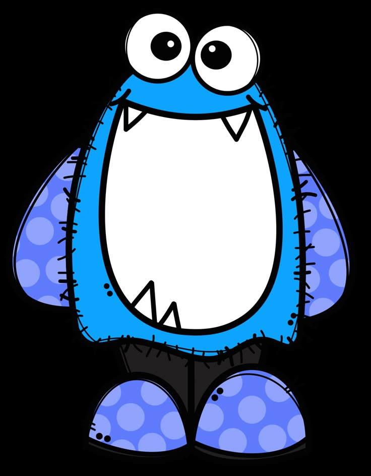 a cartoon blue monster with big eyes