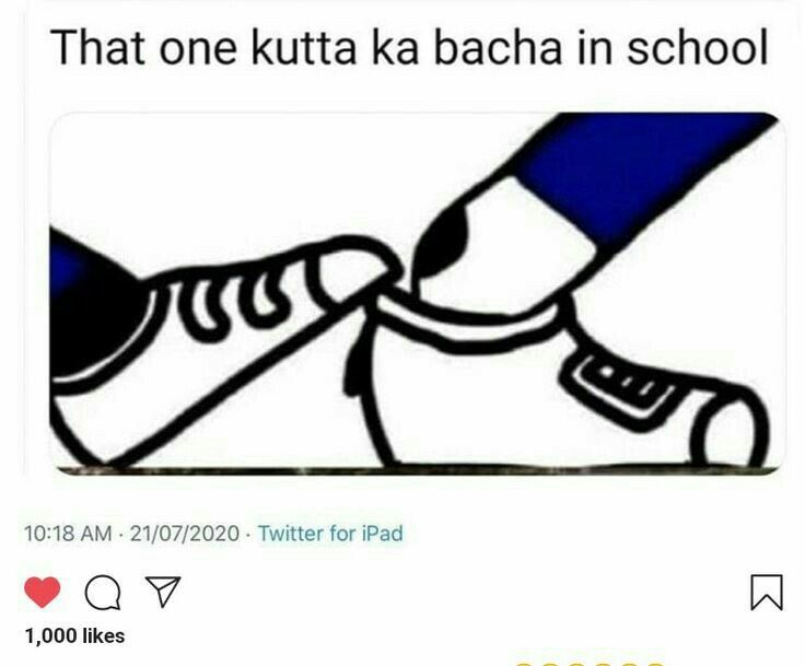 an image of someone's shoes with the caption that reads, that one kutta ka bacha in school