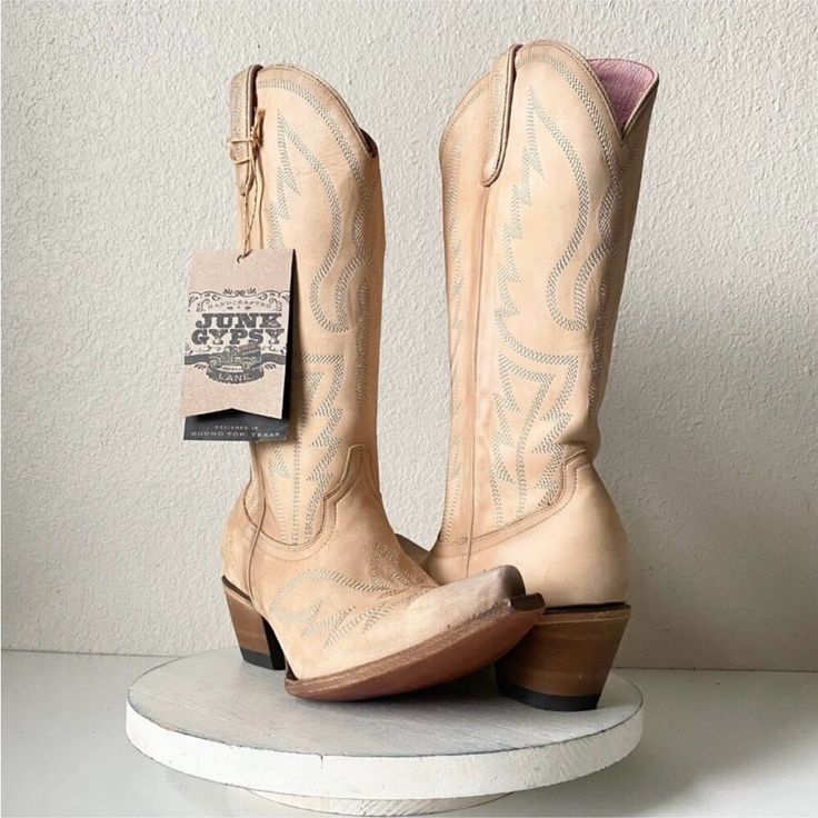 Junk Gypsy By Lane Nighthawk Womens Cowboy Boots In Bone Leather With A Western Snip Toe Condition: These Were Worn For A Photoshoot. Light Wear On The Soles. The Suede Is Distressed By Design. They Will Come With A Boot Box. These Fit True To Size. Steel Toe Cowboy Boots, Womens Western Boots, Womens Cowboy Boots, Heeled Lace Up Boots, Lane Boots, Lucky Brand Boots, Michael Kors Boots, Brown Chelsea Boots, Leather Heeled Boots