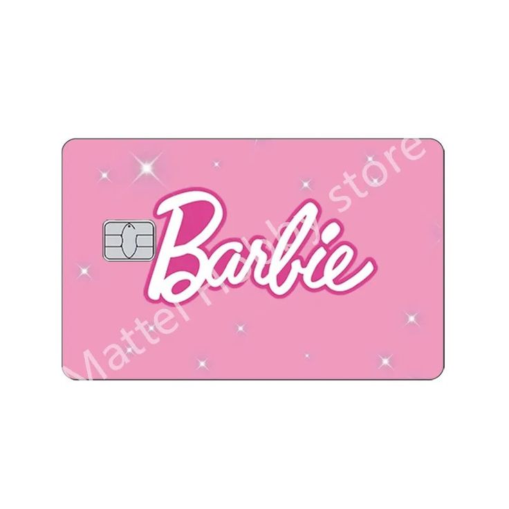 a pink card with the word barbie on it