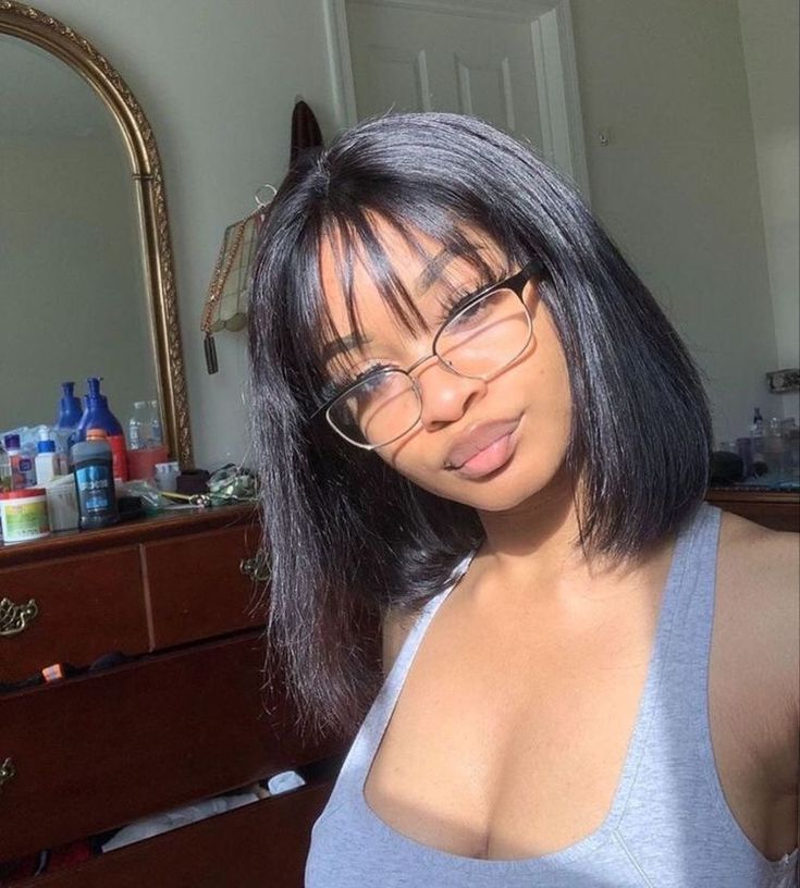 Short Hair Black, Short Straight Hair, Layered Bob, Short Bob Wigs, Short Hair With Bangs, Bob Haircuts, Straight Human Hair, Short Wigs, Baddie Hairstyles