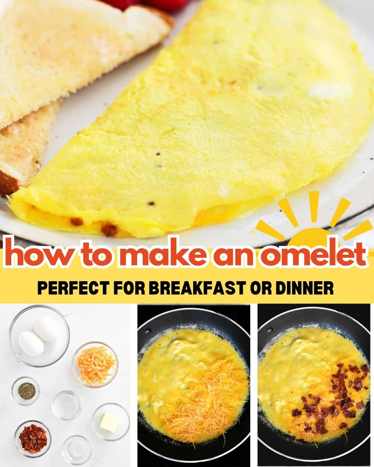 How to make an omelet. How Do You Make An Omelet, Omelette Recipes Easy, How To Make A Cheese Omelette, Bacon Omelette Recipe, Bacon Egg And Cheese Omelet, Taco Omelette Breakfast, How To Make A Omelet, Hot Dog Omelette, Egg Omelette Recipe Simple