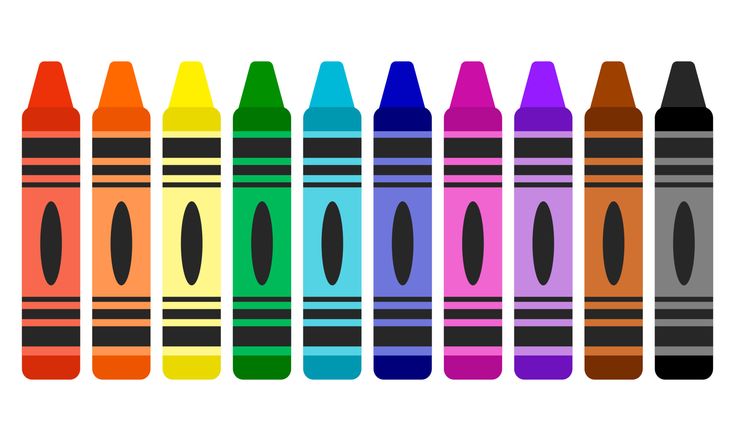 a row of crayons in different colors