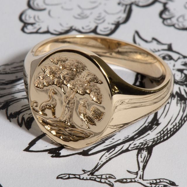 Rebus on Instagram: "Can you go wrong with the classic Oxford Oval? This is our 14x12mm Oval signet ring with a bespoke crest designed by our inhouse team! 🐓 🌳 🐕 - - #artwork #bespoke #dog #rebussignetrings #signetring #bespokering #london" Signet Ring Mens, Gold Signet Ring Mens, Mens Signet Rings, Mens Gold Signet Rings, Gold Rings For Men, Oval Signet Ring, Crest Design, Signet Ring Men, Signet Rings