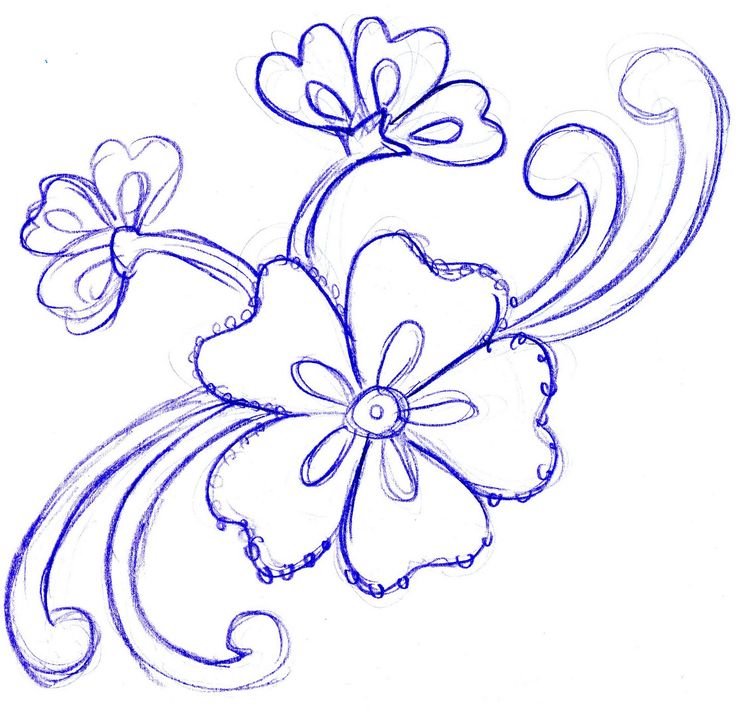 a drawing of flowers on a white background