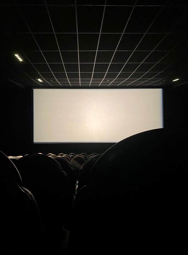 an empty screen in a darkened room