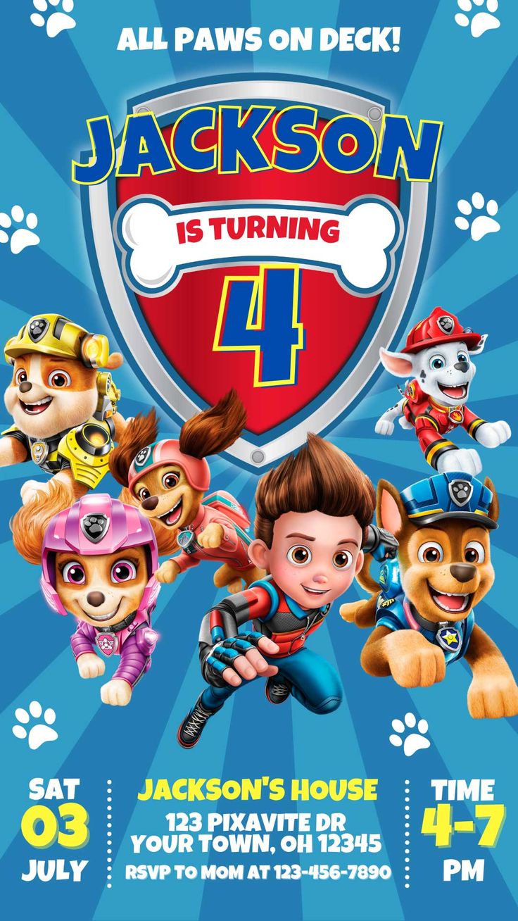 the paw patrol birthday party poster