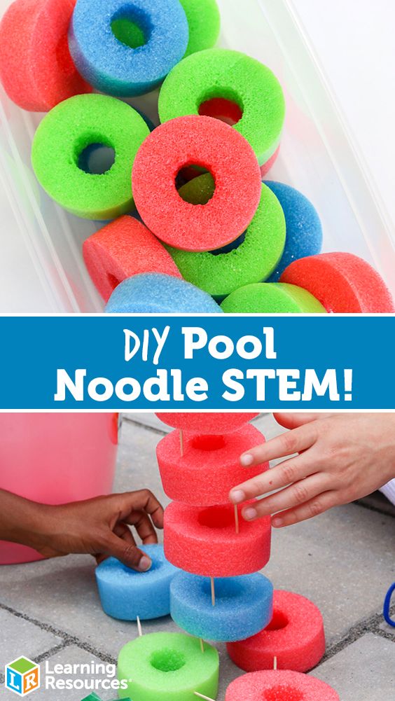 Fun Summer Stem Activities, Pool Noodle Building Blocks, Fun Stem Activities For Preschool, Stem Projects Preschool, Stem Bin Ideas, Construction Stem Activities, Stem Games Elementary, Stem Activities For Elementary Kids, Summer Stem Activities Preschool