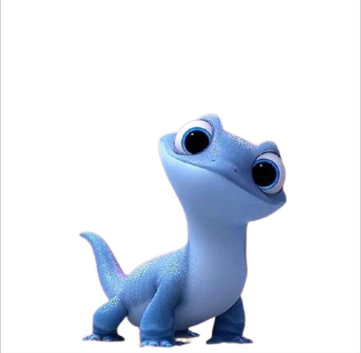 a small blue dinosaur with big eyes