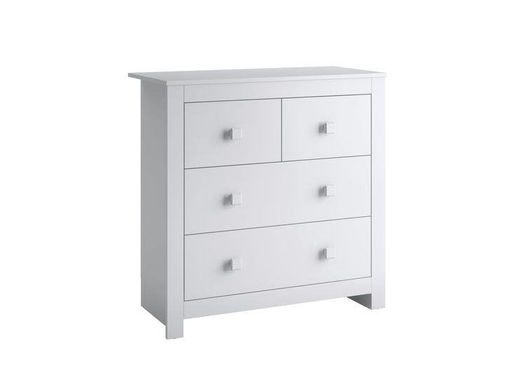 Natural wood 4-drawer dresser with white frame, sleek metal handles, and a smooth finish. Ideal for modern bedrooms, this storage furniture piece blends contemporary style with functional elegance. Dresser Wood, 4 Drawer Dresser, Wooden Knobs, Drawer Dresser, Stylish Storage, Dresser Drawers, Storage Solution, Chest Of Drawers, Clean Lines