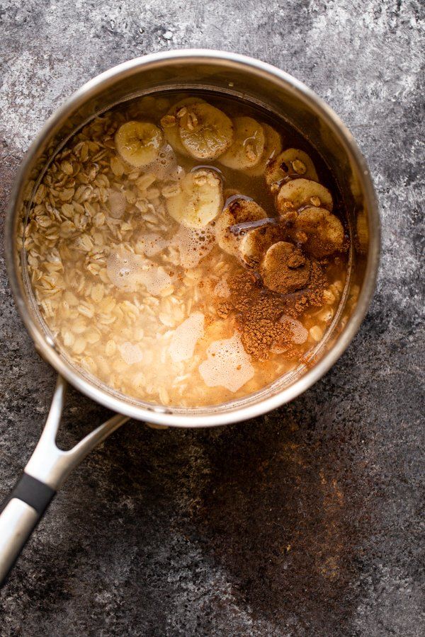 a pot filled with food sitting on top of a counter