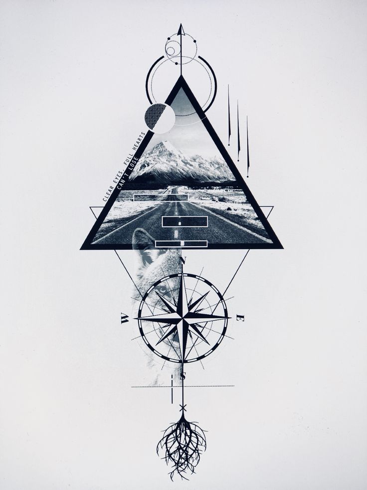 a black and white photo with a compass