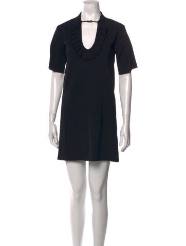 Gucci Shift DressFrom the Spring/Summer 2020 Collection by Alessandro MicheleBlackLeather, Ruffle & Cutout AccentsShort Sleeve with Mock NeckDesigner Fit: Dresses by Gucci typically fit true to size. Gucci 2020, Dress Outfits, Spring Summer, Gucci, Mini Dress, Clothes For Women, Dresses, Clothes, Black