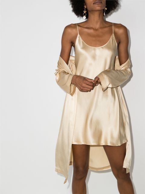 S4 short slip dress Short Night Dress, Pijama Satin, Short Slip Dress, Designer Pajamas, Silk Nightwear, Beige Silk, Pj Shorts, Pajama Dress, Silky Dress