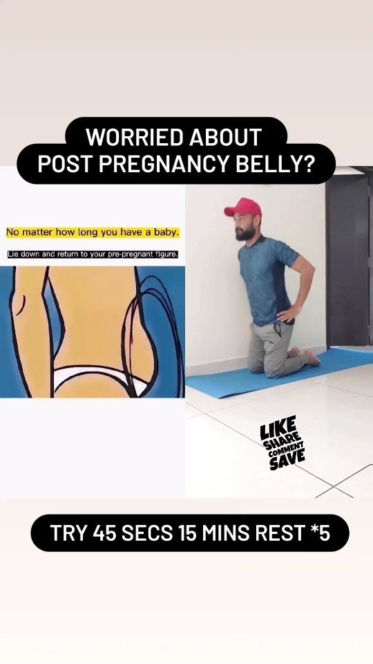 a man standing in front of a locker with his hands on his hips and the words world about post - pregnancy belly?