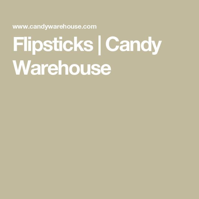 the words flipsticks candy warehouse are in white on a beige background with an image of