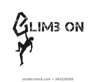 the word climb on with a silhouette of a man climbing