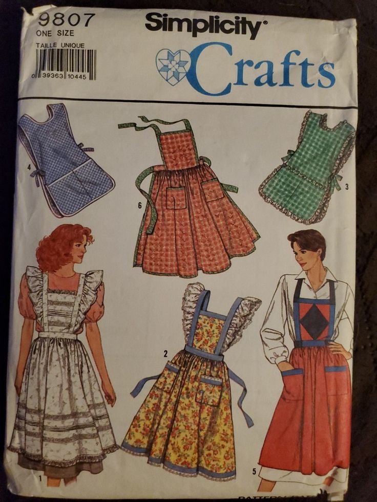 an old fashioned sewing pattern for children's aprons and dresses, with the words simply crafts on it