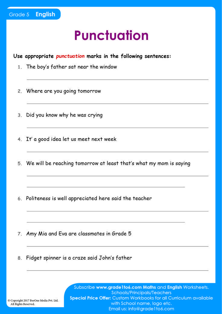 an english worksheet with the words punctulation