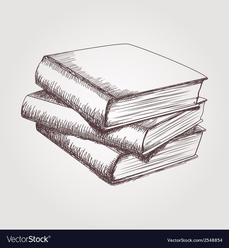 three books stacked up on top of each other, sketched in black and white