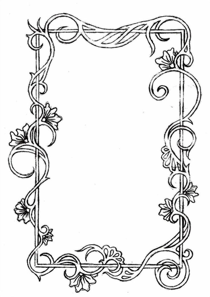 an ornate frame with vines and flowers on it, in black and white coloring pages