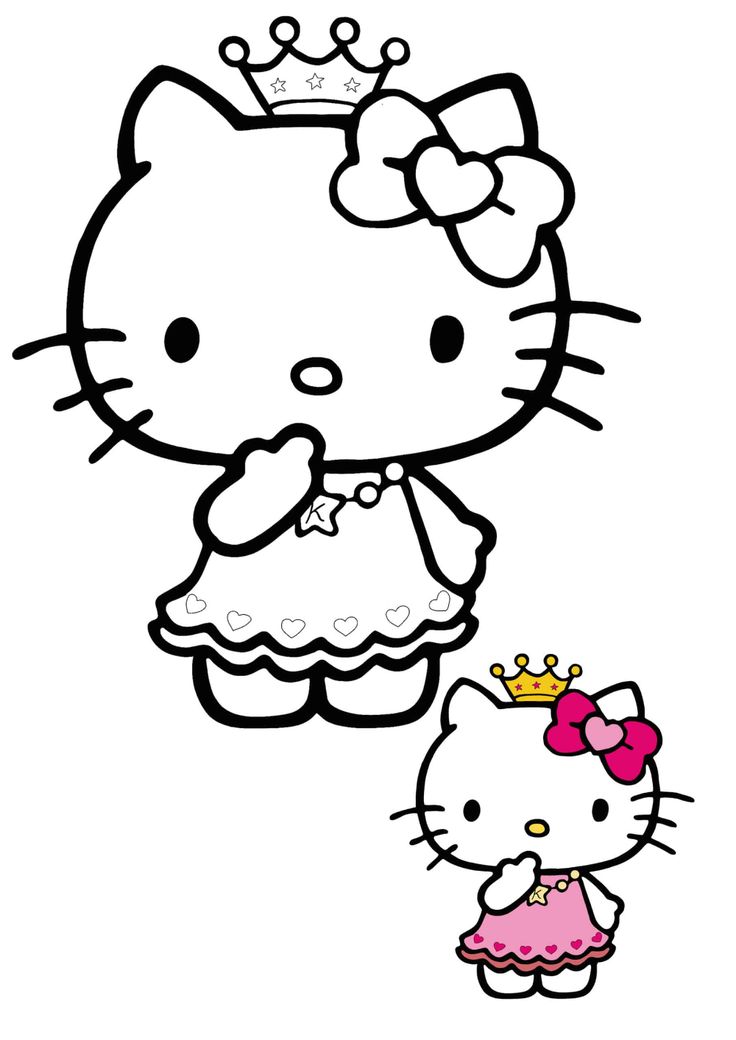 hello kitty and her little princess coloring pages for kids printables free to color