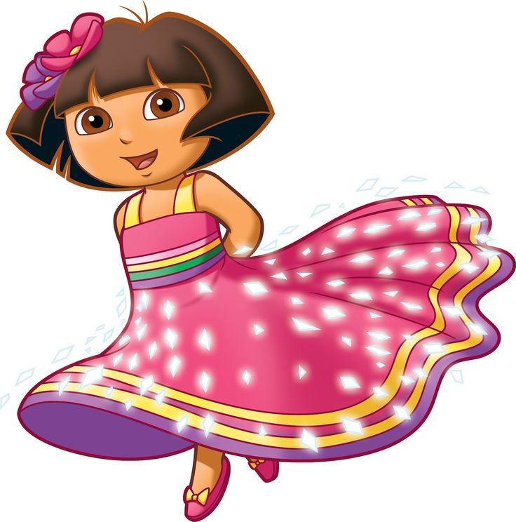 a cartoon girl in a pink dress