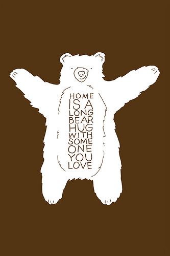 a white bear with the words home is long enough for someone to love on it